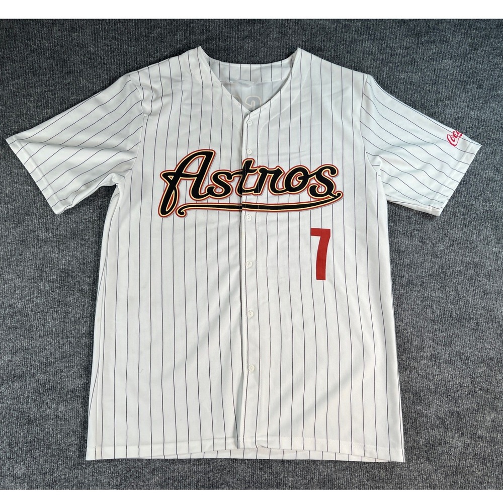 Houston Astros Biggio Baseball Jersey Mens XL White Pinstripe Number 7 Logo